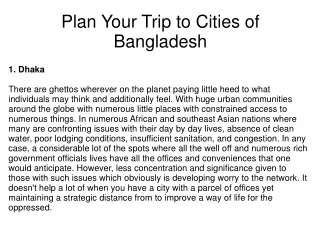 Plan Your Trip to Cities of Bangladesh