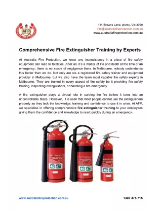 Comprehensive Fire Extinguisher Training by Experts