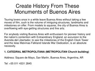 Create History From These Monuments of Buenos Aires