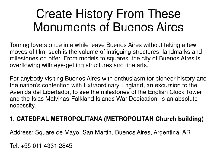 create history from these monuments of buenos aires