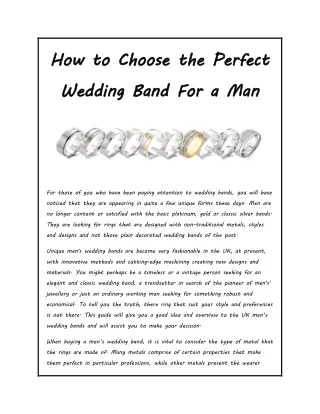 How to Choose the Perfect Wedding Band For a Man