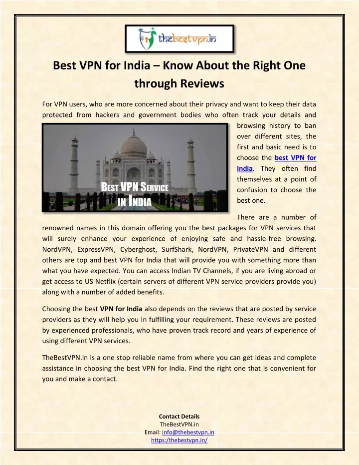 best vpn for india know about the right
