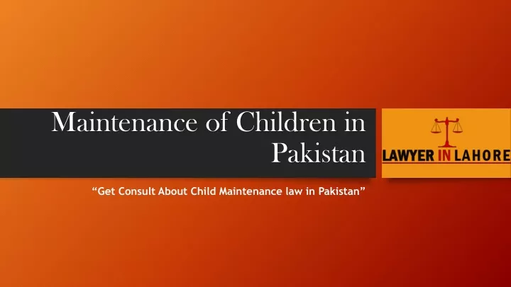 maintenance of children in pakistan