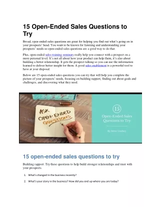 15 Open-Ended Sales Questions to Try