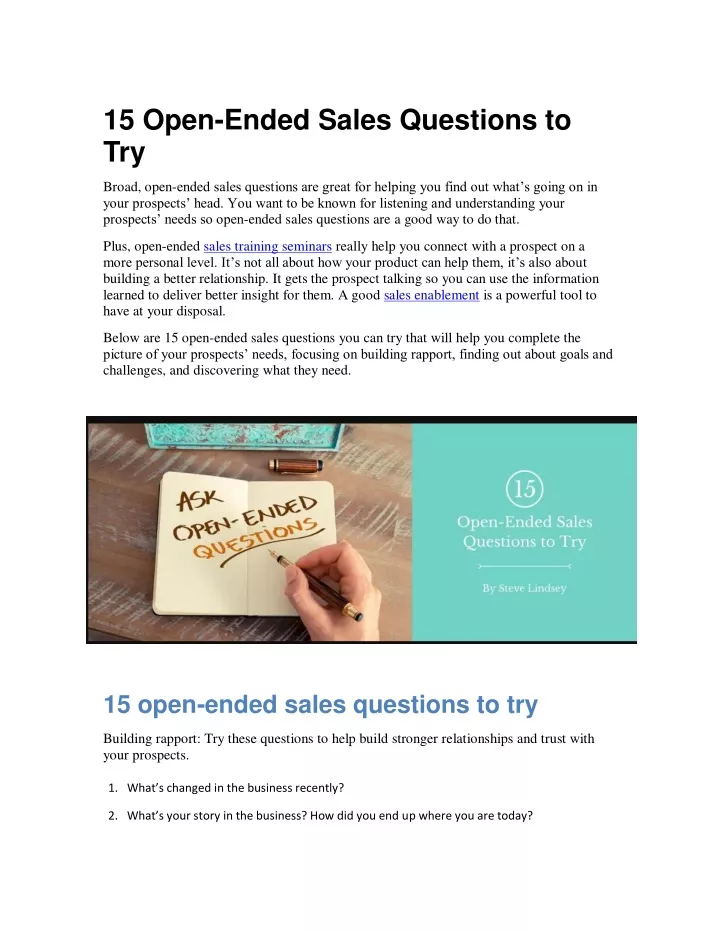15 open ended sales questions to try