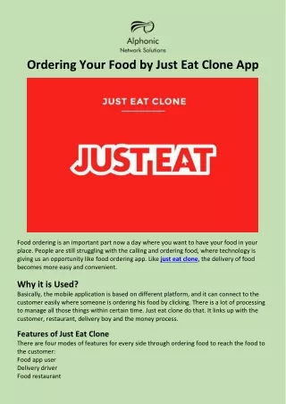 ordering your food by just eat clone app