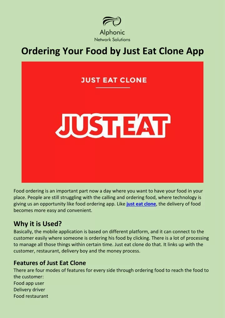 ordering your food by just eat clone app
