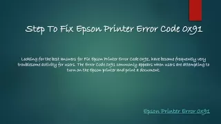 Step To Fix Epson Printer Error Code 0x91