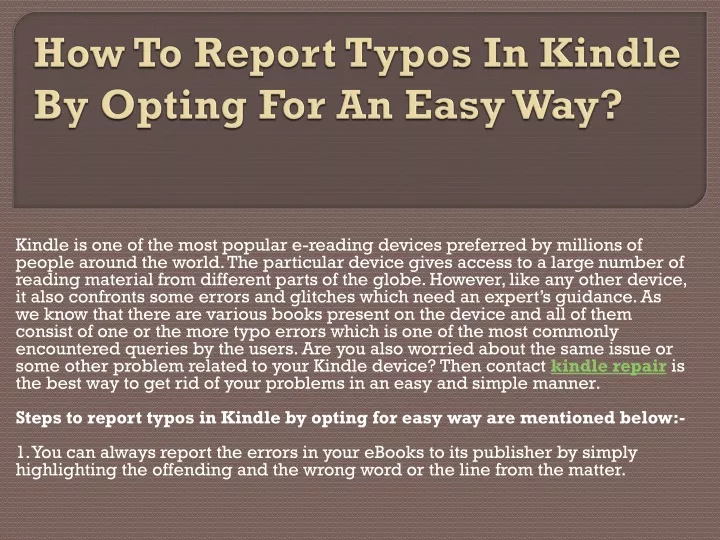 how to report typos in kindle by opting for an easy way