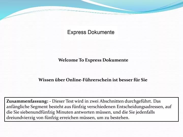 welcome to express dokumente