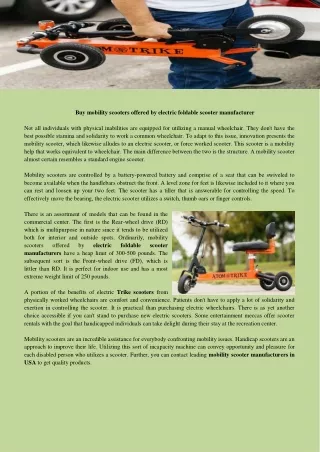 Electric foldable scooter manufacturers
