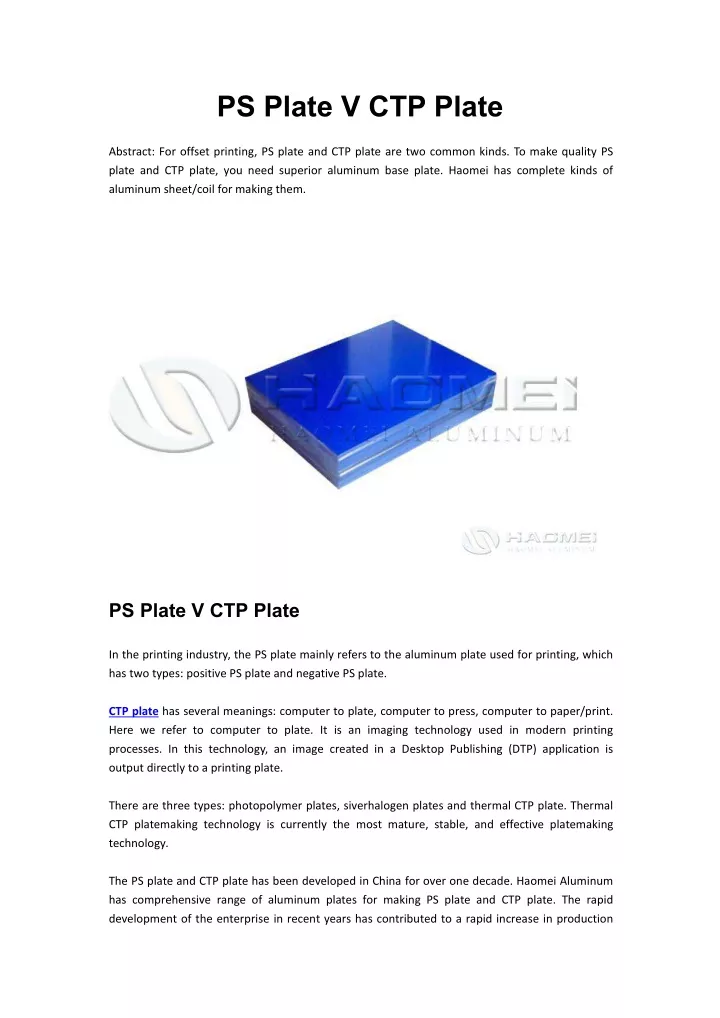 ps plate v ctp plate