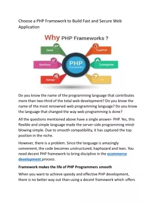choose a php framework to build fast and secure