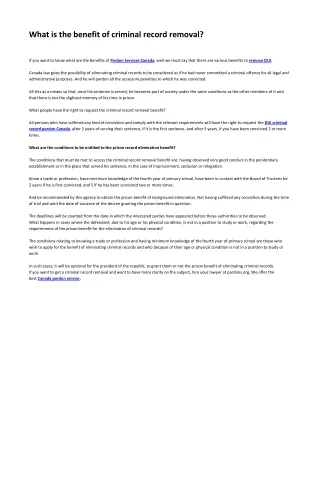 what is the benefit of criminal record removal