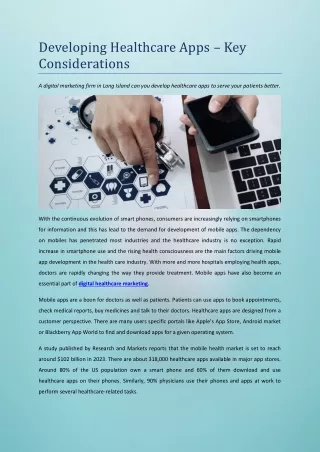developing healthcare apps key considerations