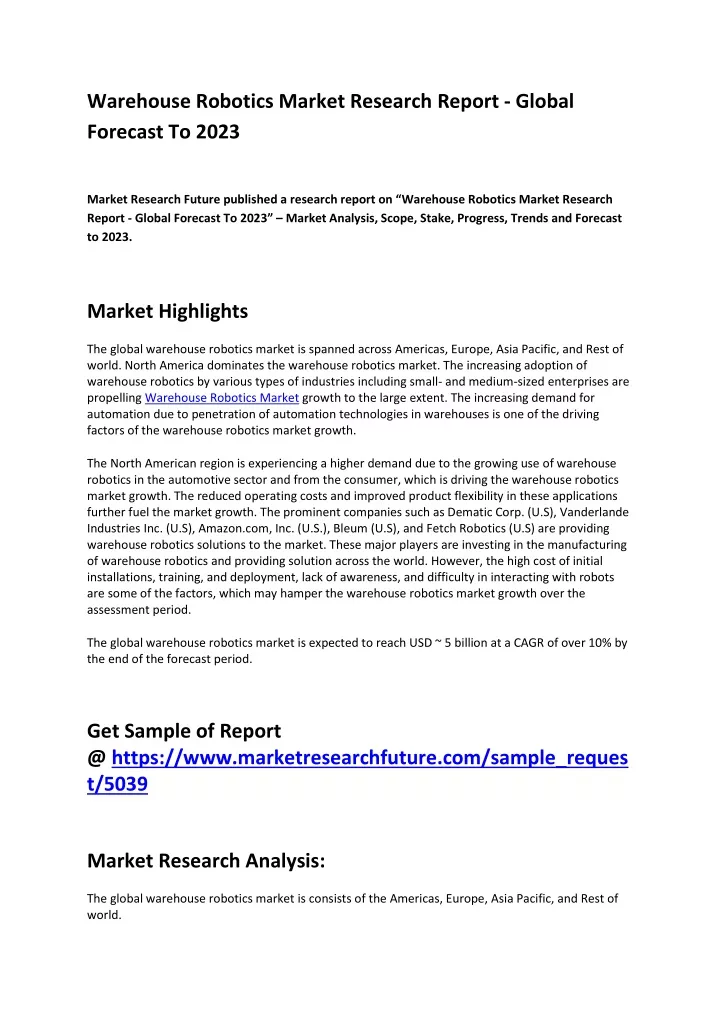 warehouse robotics market research report global
