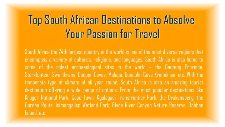 top south african destinations to absolve your