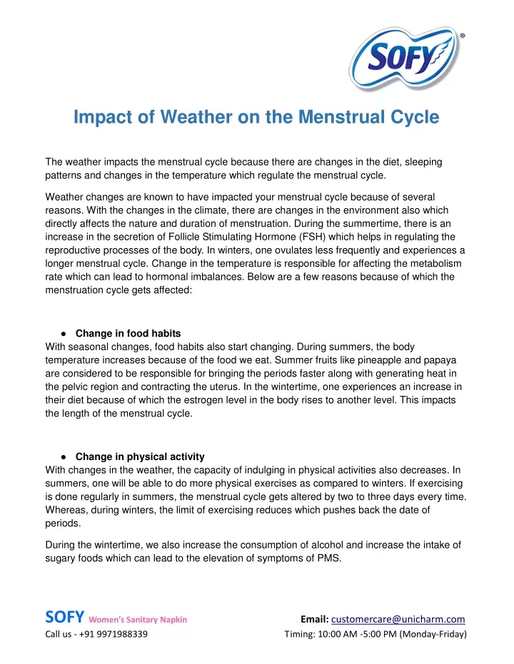 impact of weather on the menstrual cycle