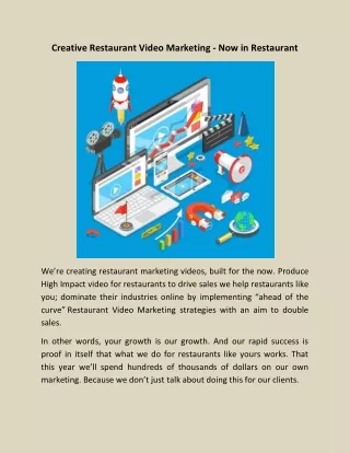 Creative Restaurant Video Marketing - Now in Restaurant