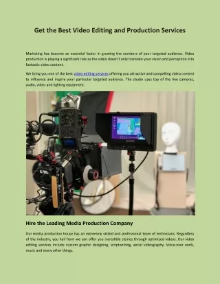 get the best video editing and production services
