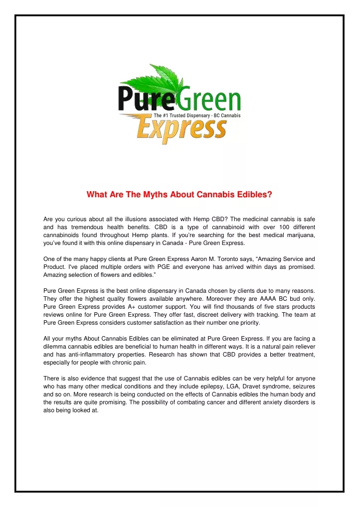 what are the myths about cannabis edibles