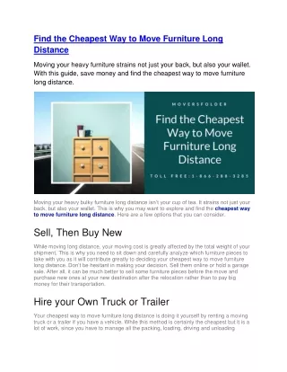 find the cheapest way to move furniture long