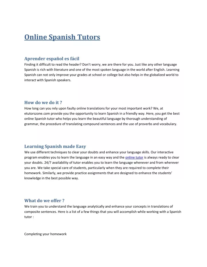 online spanish tutors