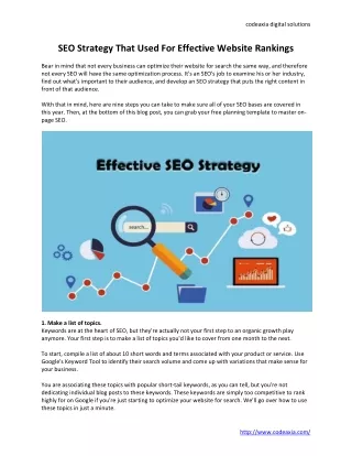 SEO Strategies That Should Be Used For Effective Rankings By Every Website