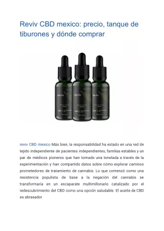 Reviv CBD mexico: precio, tanque de tiburones y dónde comprar