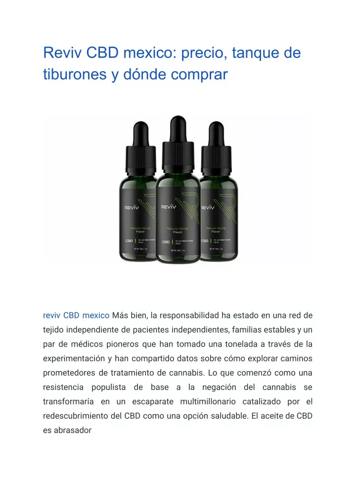 reviv cbd mexico precio tanque de tiburones