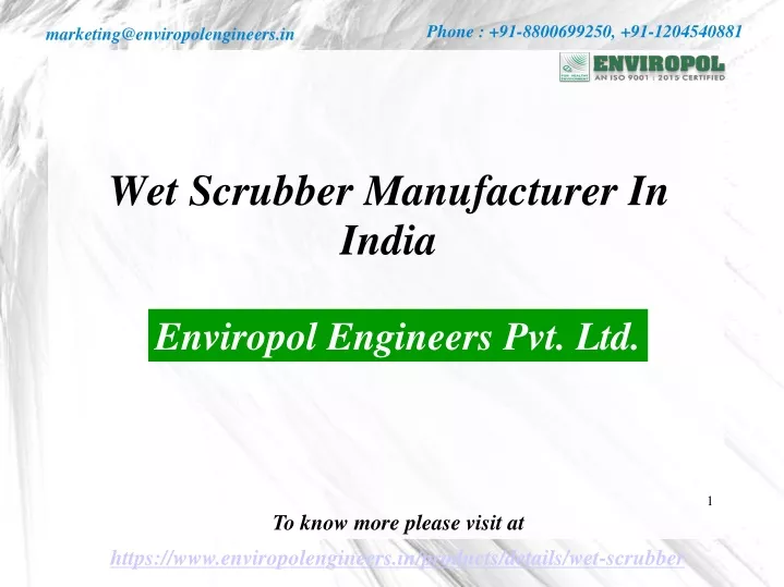 wet scrubber manufacturer in india