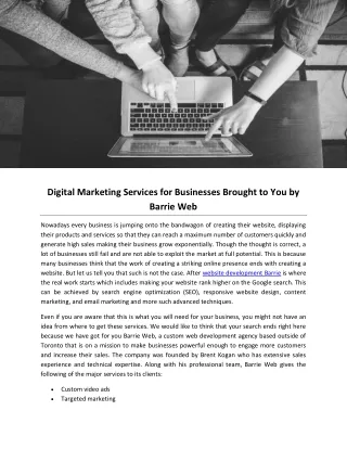 Digital Marketing Services for Businesses Brought to You by Barrie Web
