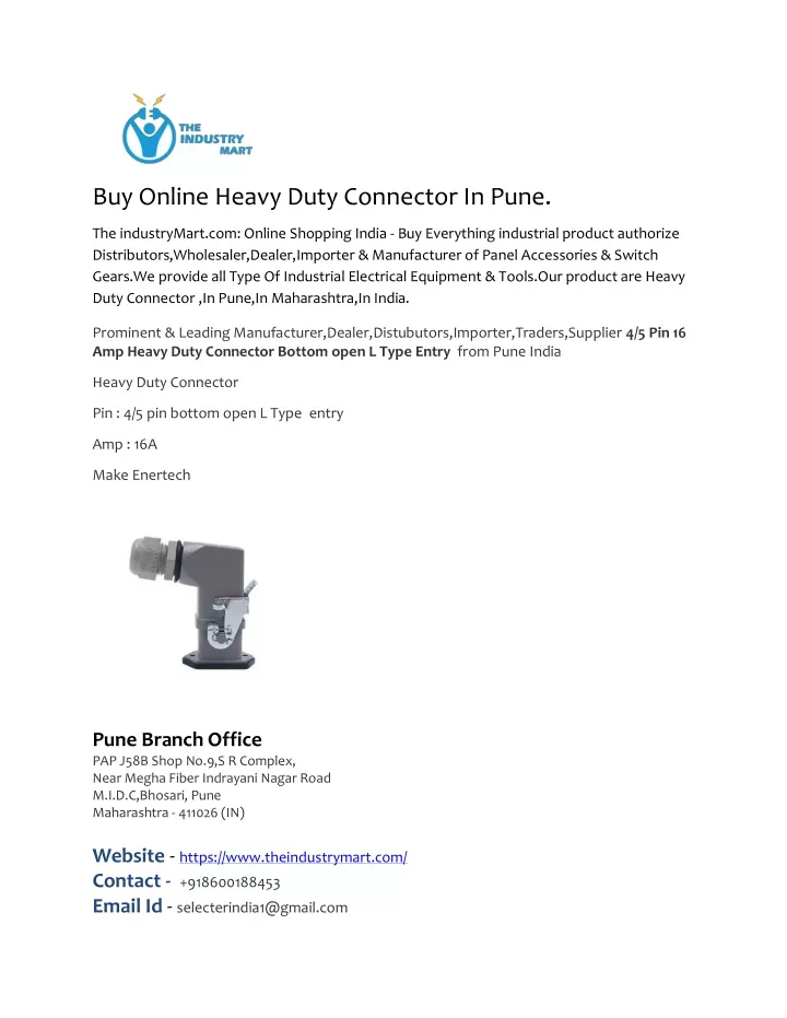 buy online heavy duty connector in pune
