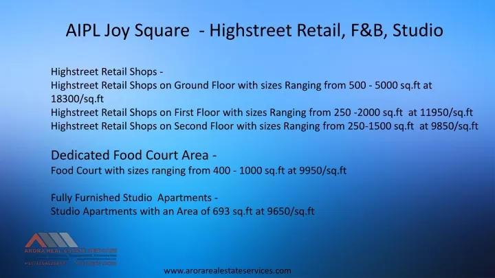aipl joy square highstreet retail f b studio