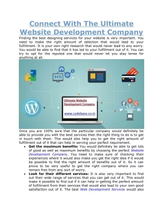 Connect With An Ultimate Website Development Company