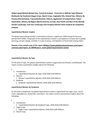 global liquid biofuel market size trends analysis