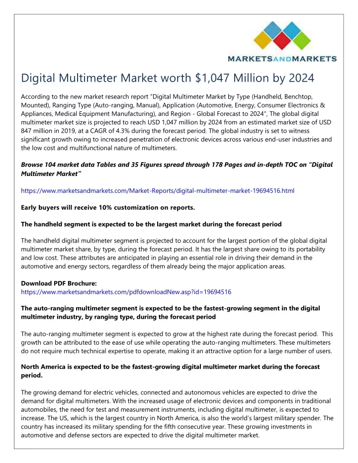 digital multimeter market worth 1 047 million