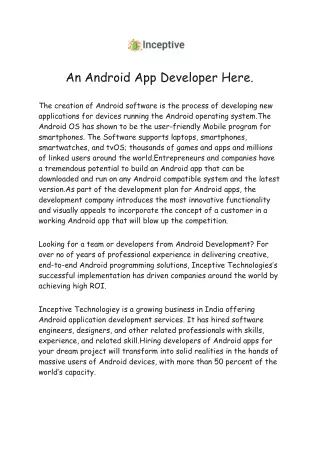 An Android App Developer Here.