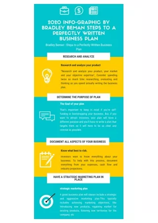 2020 Info-graphic by Bradley Beman Steps to a Perfectly Written Business Plan