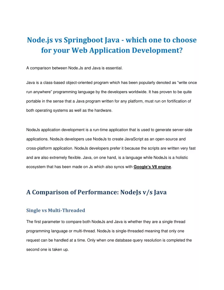 node js vs springboot java which one to choose
