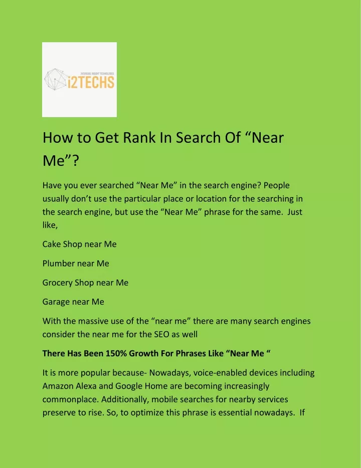how to get rank in search of near me
