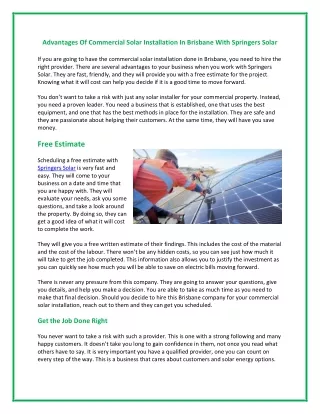 advantages of commercial solar installation