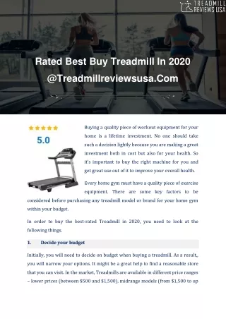 Rated Best Buy Treadmill In 2020 @Treadmillreviewsusa.com
