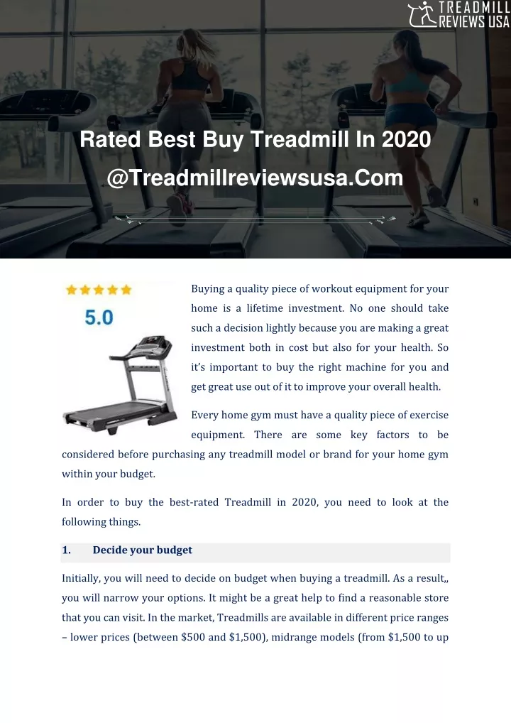 rated best buy treadmill in 2020