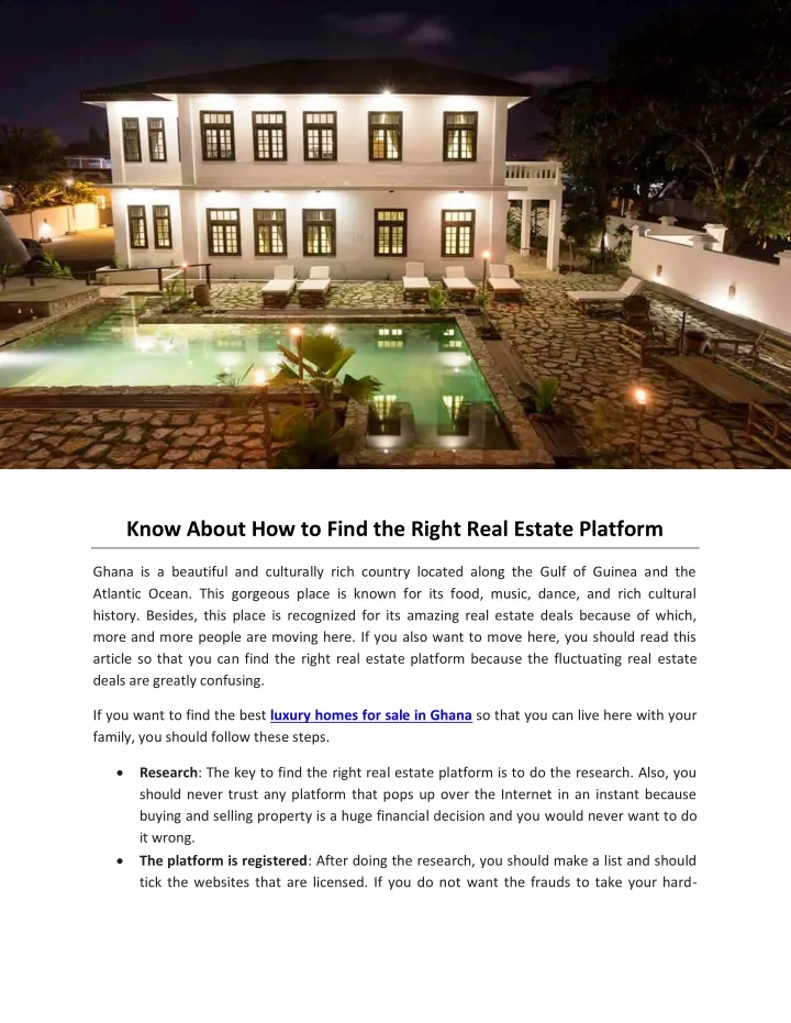 know about how to find the right real estate