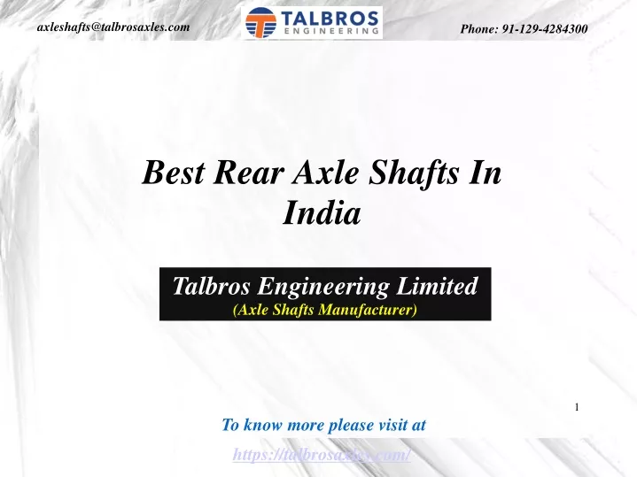 best rear axle shafts in india