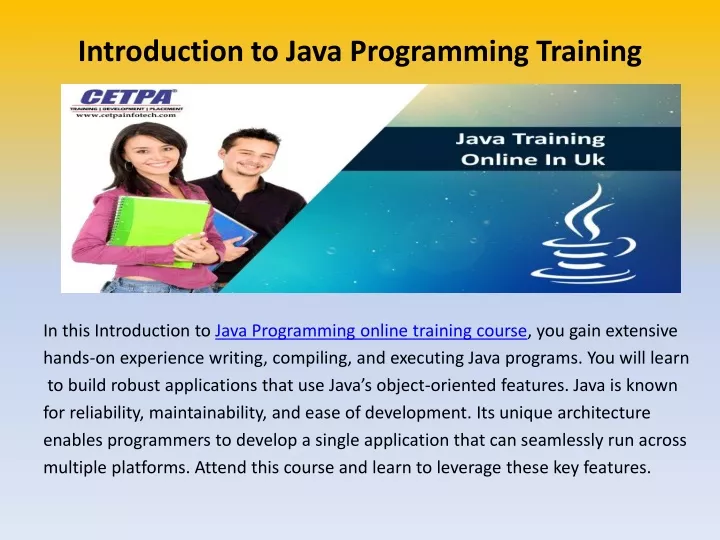 introduction to java programming training