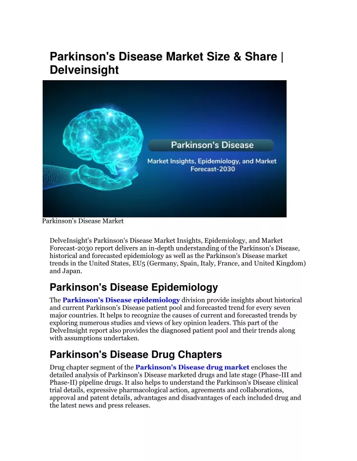 parkinson s disease market size share delveinsight
