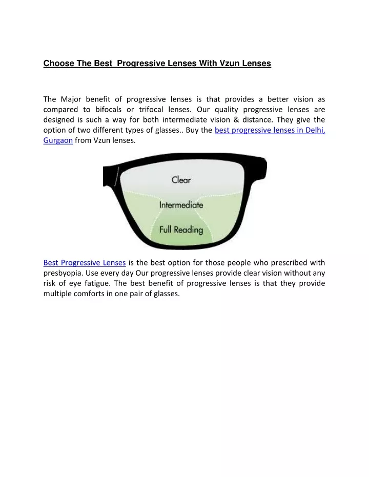 choose the best progressive lenses with vzun