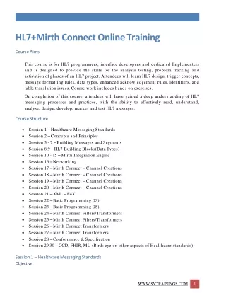 HL7  Mirth Connect Online Training